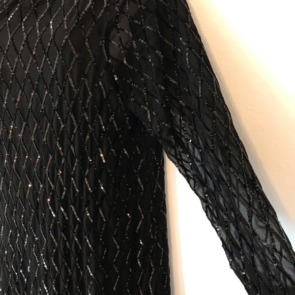 Zara black sequin asymmetrical maxi formal evening dress size XL - Picture 4 of 8